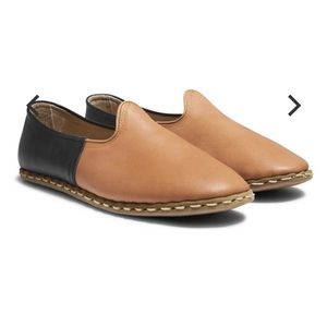 Sabah Turkish leather slip ons camel black 39 8.5